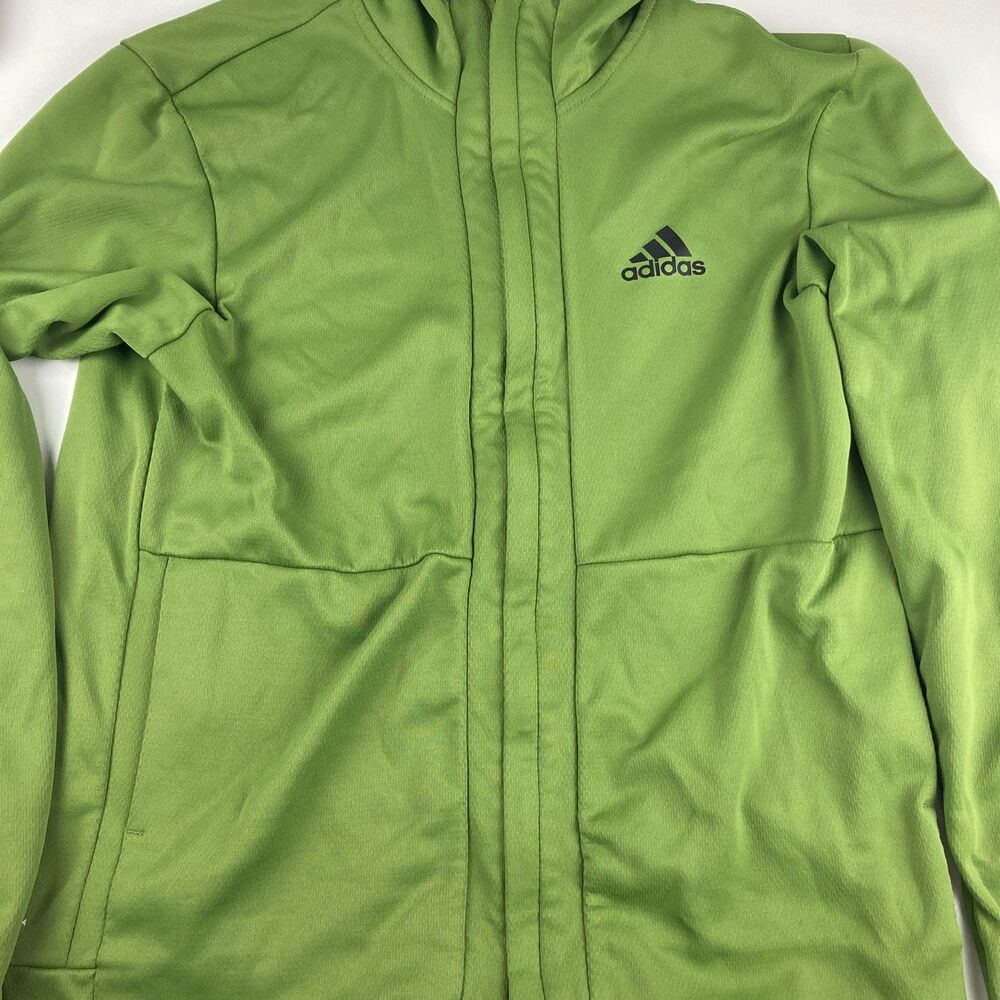 Adidas ClimaWarm Hoodie Men's L Green Full Zip Performance Jacket Reflective